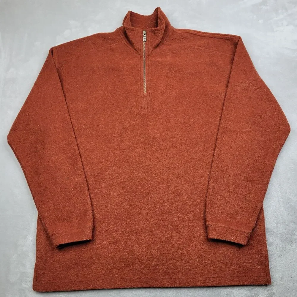 Tommy Bahama Sweater Men Large Mock 1/4 Zip Sweatshirt Heavy Terry Towel Vintage
